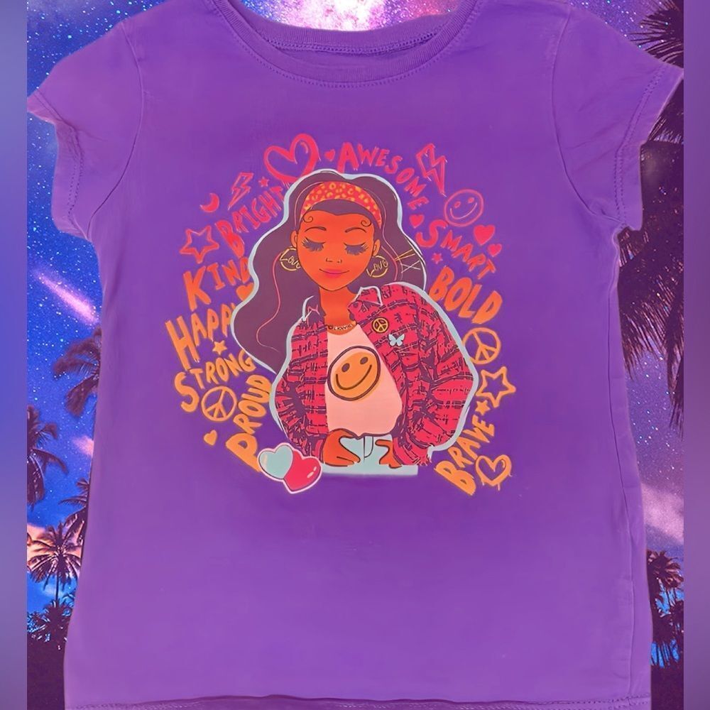 EUC THE CHILDREN’S PLACE 3 TEES BUNDLE 1 PURPLE 2 WHT